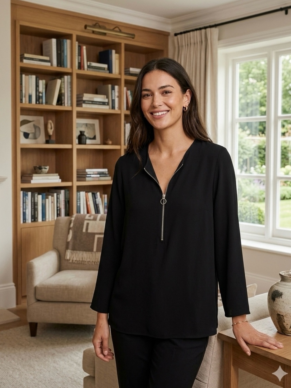 Stella McCartney Black Long-Sleeve Top with Ring Zip